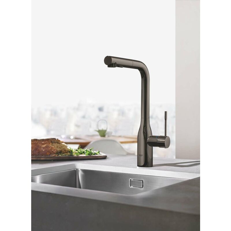 GROHE essence new robinet de cuisine avec mousseur extractible douchette pivotant  360° Hard Graphite - 30270A00 