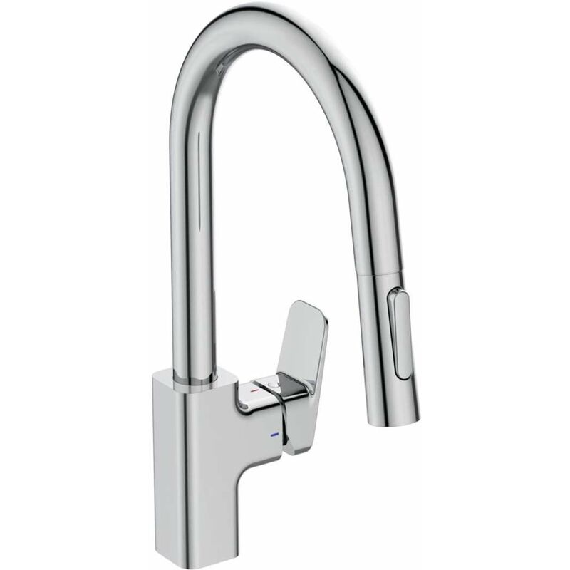 Robinet de salle de bain Ideal Standard Mitigeur évier - giovo - bec bas  avec tube orientable - douchette extractible 