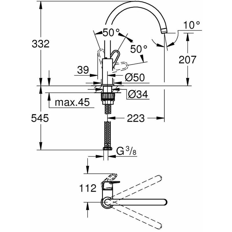 Grohe Start Flow - Grifo de fregadero, cromo 31555001