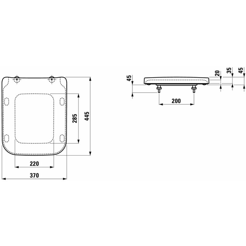 LAUFEN LUA Abattant WC, déclipsable, 445 x 370 x 45 mm