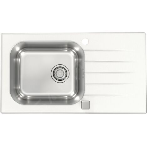 Alveus Altone - Évier 780x435 mm, avec commande de vidage, verre blanc / inox 1130527 (1/2)