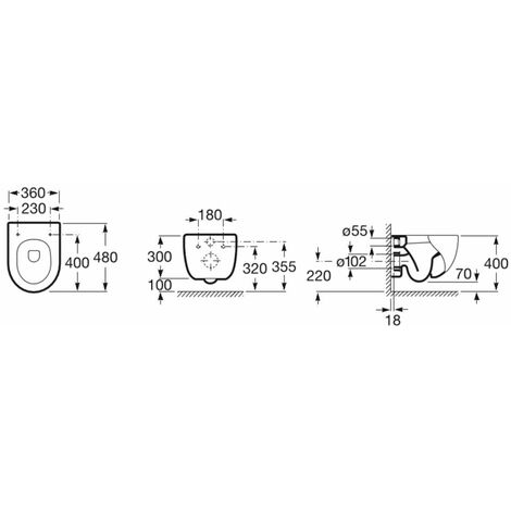 Cuvette de WC suspendue Rimless Blanc MERIDIAN- ROCA A34624L000