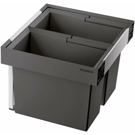 Blanco – Poubelle encastrable 38 L avec 2 seaux 19 L – Installation rapide sous évier – Aluminium et plastique – 526639 (1/3)