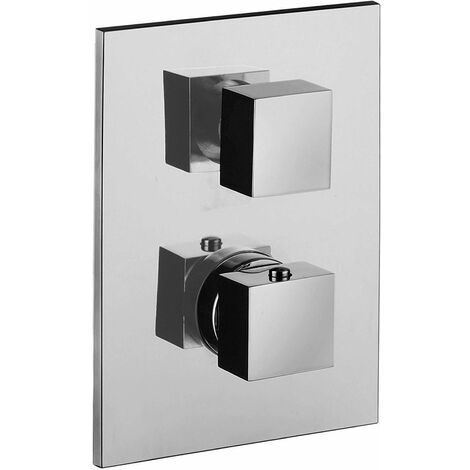 Paffoni – Mitigeur de douche encastré LEQ518CR – Chromé en laiton – Plaque rectangulaire 150x200mm – Raccordements 1/2"G (1/5)