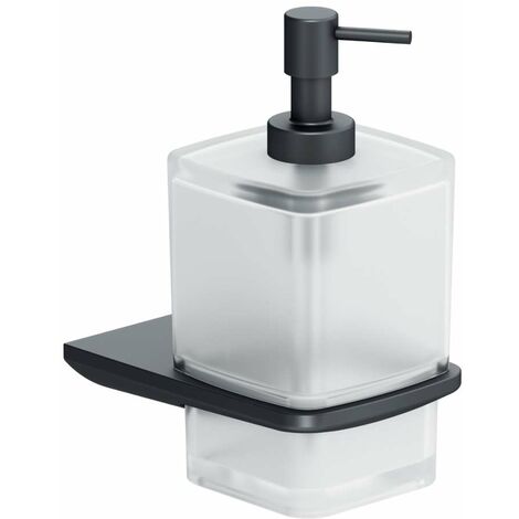 kielle Vega - Distributeur de savon avec support, verre dépoli/noir mat  40118004