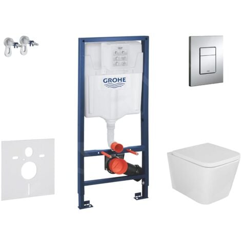 Grohe Rapid SL - Set de bâti-support, cuvette Arkas et abattant softclose, plaque de déclenchement Skate Cosmopolitan, chrome SANI11BA1102