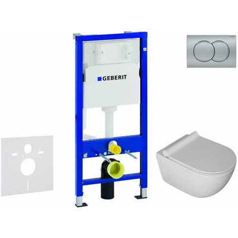 Geberit Duofix - Set de bâti-support, cuvette Gaia et abattant softclose, plaque de déclenchement Delta01, chrome mat SANI11CA1111