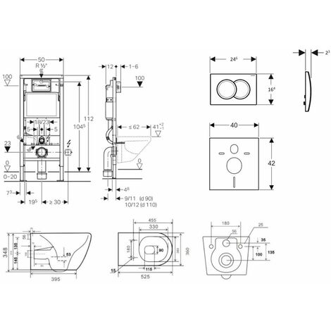 Geberit Duofix - Set de bâti-support, cuvette Gaia et abattant softclose, plaque de déclenchement Delta01, chrome mat SANI11CA1111