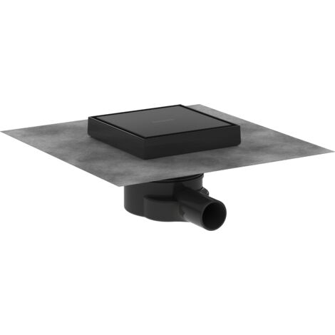 Hansgrohe – Bonde de douche 15 x 15 cm noir mat – Siphon rotatif avec filtre à cheveux amovible – Acier inoxydable V2A – 56249670
