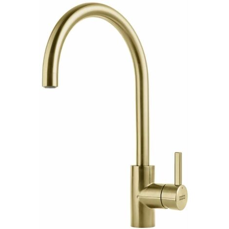 Franke – Mitigeur de lavabo à bec 180° – Finition reflet d'or – Débit 12,8 l/min – Système de fixation corps fileté – Garantie 5 ans