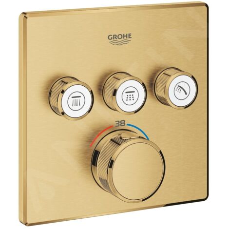 Grohe – Mitigeur thermostatique de douche encastré – Finition métal Cool Sunrise – 3 sorties avec régulation précise – Sécurité anti-brûlures