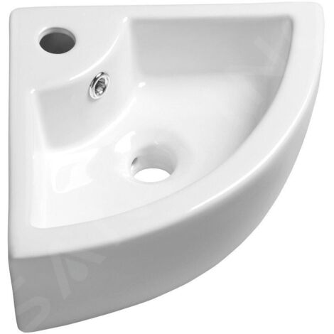 Sapho Lavabos - Lave-mains d'angle Gynt 330x330 mm, avec un trou pour robinet, blanc AR154 (1/5)