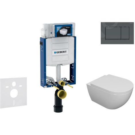 Geberit – Set de bâti-support WC suspendu avec cuvette Oudee et abattant Softclose – Plaque Sigma30 noir mat – SANI15CA5104 (1/5)
