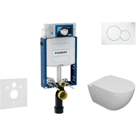 Geberit – Set de bâti-support WC suspendu avec cuvette rimless Oudee et abattant SoftClose – Plaque Sigma01 blanc alpin – SANI15CA3110