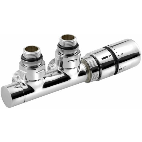 Sapho Twin - Kit de raccordement vannes thermostatique pour raccordement central, entraxe 50 mm, version droite, chromé CP3010S (1/3)