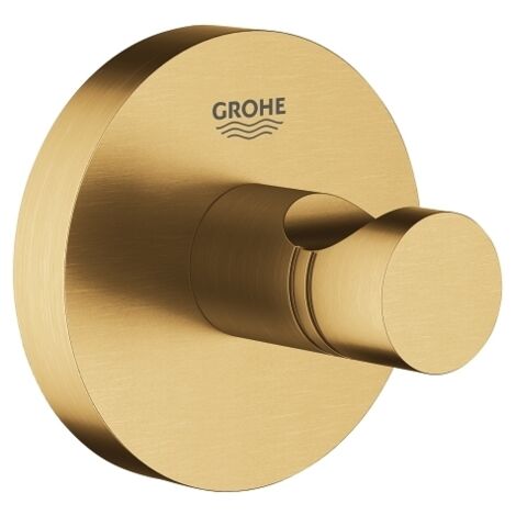 Grohe – Crochet pour peignoir mural – Métal Cool brossé sunrise – Fixation dissimulée avec vis et chevilles – Capacité 5 kg - 40364GN1