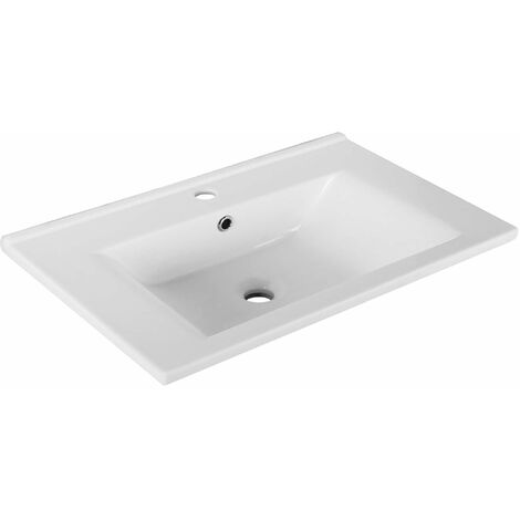 Aqualine Zuno - Lave-mains, 65x45 cm, avec trop-plein, un trou pour robinetterie, blanc 9065