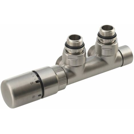 Sapho Twin - Kit de raccordement vannes thermostatique pour raccordement central, entraxe 50 mm,version gauche, inox CP3525S (1/4)