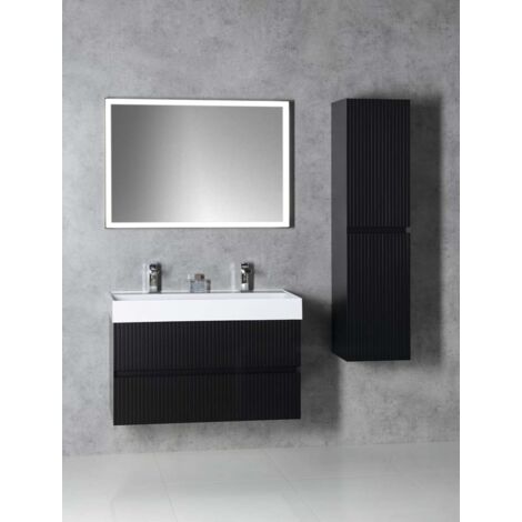 Sapho Godiva - Double-lavabo 96x44 cm, sans trop-plein,2 trous pour robinet, blanc GU096-2
