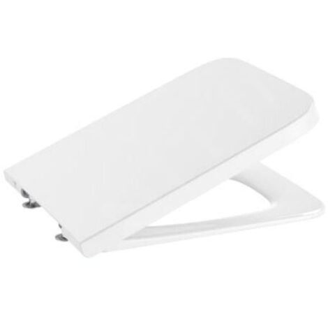 Roca – Couvercle et anneau de supralit A80153200B – Abattant WC carré avec système EasyFix – Charnières en laiton chromé – Amortie (1/6)