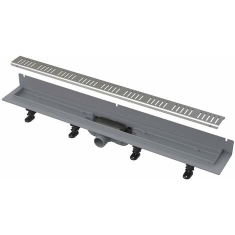 Alca - Caniveau de douche Wall 75 cm, avec rebord pour grille pleine et collier de fixation au mur, inox mat APZ30-750M (1/3)