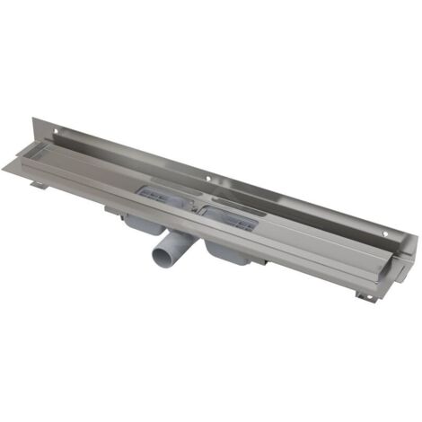 Alca - Caniveau de douche Wall Low 85 cm, avec rebord pour grille pleine et collier de fixation au mur, acier inoxydable APZ116-850 (1/3)