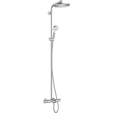 Hansgrohe – Colonne de douche thermostatique 240 mm – Mitigeur baignoire chromé – Douche de tête Rain et IntenseRain – Longueur flexible 350 mm (1/10)