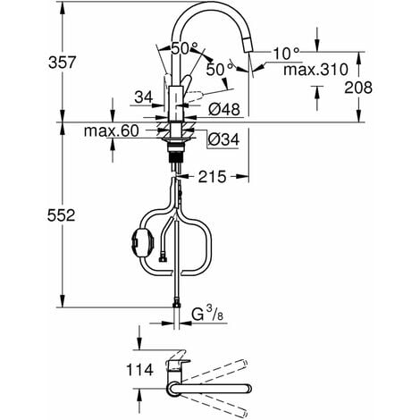 Grohe Start Curve - Mitigeur d’évier avec bec extractible, chrome 30562000
