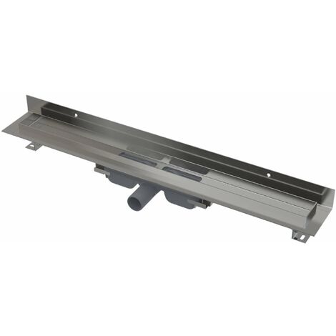 Alca - Caniveau de douche Wall Low 75 cm, avec rebord pour grille pleine et collier fixe au mur, inox APZ116-750 (1/3)