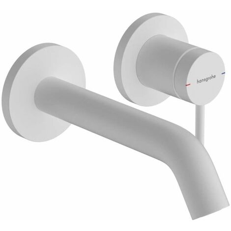 Hansgrohe – Mitigeur de lavabo encastré avec vidage – Installation à 2 trous – EcoSmart – Finition blanc mat – 165 mm – 73350700