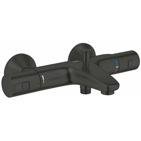 Grohe – Mitigeur thermostatique de baignoire noir mat – Technologie TurboStat – Sécurité SafeStop à 38°C – 345982430