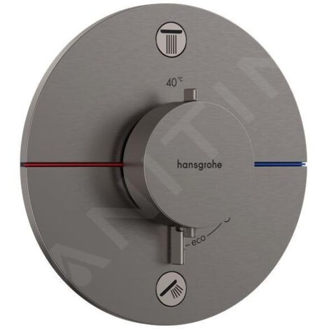 Hansgrohe ShowerSelect Comfort - Mitigeur thermostatique encastré, 2 sorties, chrome noir brossé 15554340