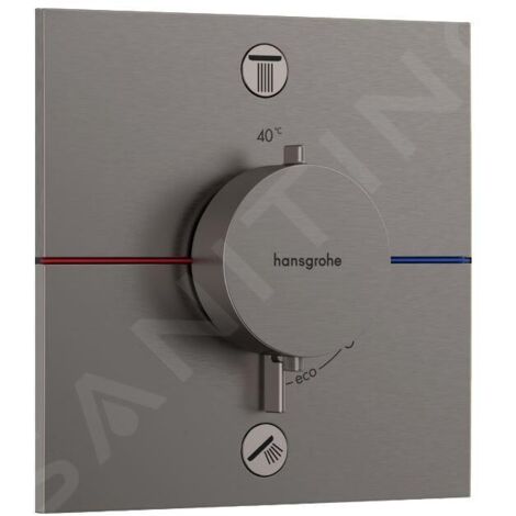 Hansgrohe ShowerSelect Comfort - Mitigeur thermostatique encastré, 2 sorties, chrome noir brossé 15572340