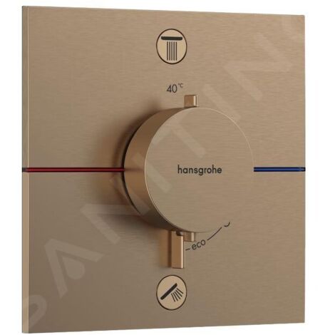 Hansgrohe – Mitigeur thermostatique encastré 2 sorties – Finition bronze brossé – Débit 22 l/min – Contrôle température facile – 15572140