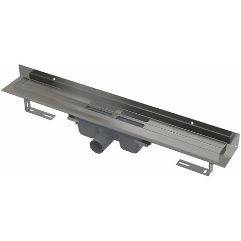 Alca - Caniveau de douche Wall 95 cm, avec rebord pour grille pleine et collier de fixation au mur, inox APZ16-950 (1/3)