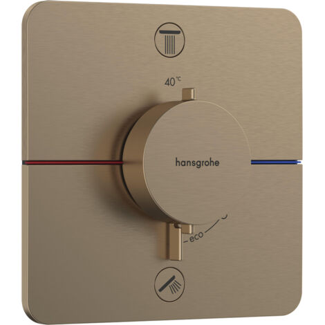 Hansgrohe ShowerSelect Comfort - Mitigeur thermostatique encastré, 2 sorties, bronze brossé 15583140