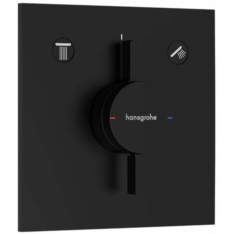 Hansgrohe – Mitigeur de douche encastré 2 sorties noir mat – Débit 29,5 l/min – Installation facile avec corps iBox universel – 75417670