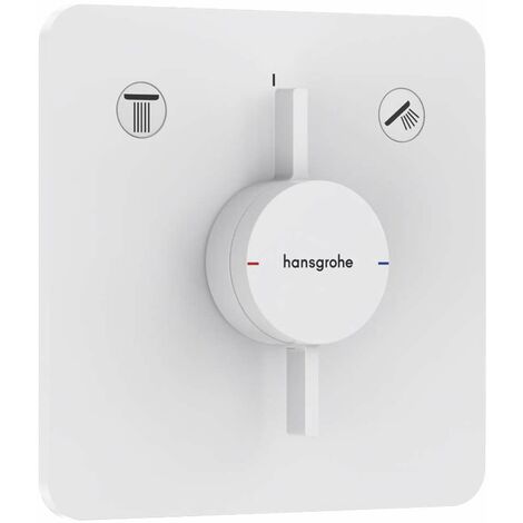 Hansgrohe – Mitigeur encastré 2 sorties blanc mat – Débit 31 l/min – Rosace ajustable 155 x 155 mm – Poignées métal – 75414700