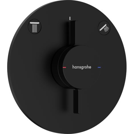 Hansgrohe – Mitigeur encastré 2 sorties noir mat – Technologie Water Flow Control – Débit 29,5 l/min – Compatible iBox universel – 75418670