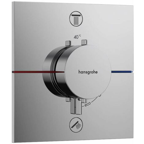 Hansgrohe – Mitigeur thermostatique de douche encastré 155 × 155 mm – Finition chrome – Débit 22,1 l/min – Limitation de température à 40 °C – 15572000