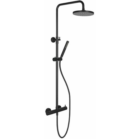 Sapho Mia - Set de douche avec mitigeur, diamètre 20 cm, 1 jet, noir MA139B (1/5)