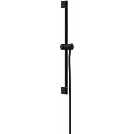 Hansgrohe – Barre de douche 7 cm avec flexible noir mat – Installation par perçage – Support réglable avec verrouillage – 24400670