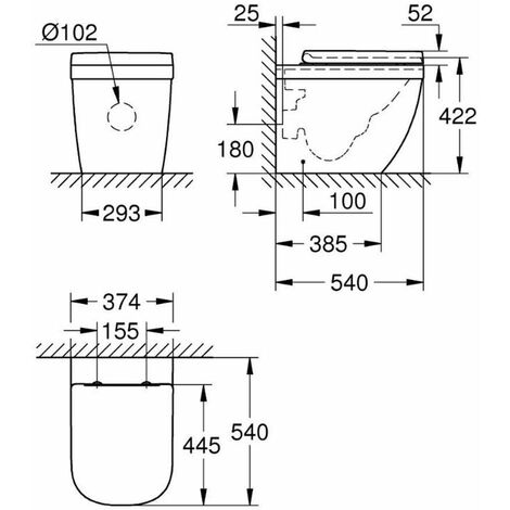 Grohe Euro Ceramic - WC à poser avec abattant softclose, rimless, Triple Vortex, blanc alpin 39839000