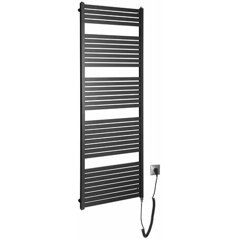 Aqualine - Sèche-serviettes Tondi-E, 60x169 cm, 800W, noir mat DE496T (1/4)