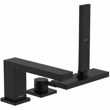 Hansgrohe – Mitigeur de baignoire noir mat 3 trous – Longueur bec 206 mm – Douchette extractible 1,45 m – Débit 23 l/min – 73443670 (1/8)