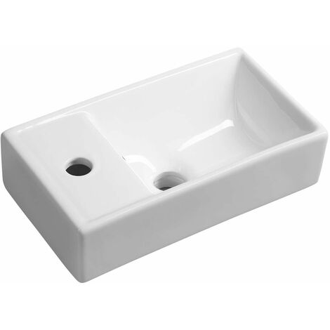 Sapho Small - Lave-main Minos 40x22 cm, avec trop-plein, trou pour robinet à gauche, blanc 4759