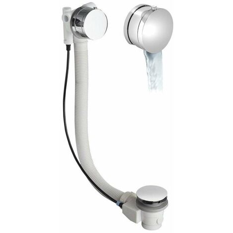 Polysan Accessoires - Garniture de vidage et de trop-plein pour baignoire, avec alimentation, avec bowden, longueur 575 mm, chrome 71684
