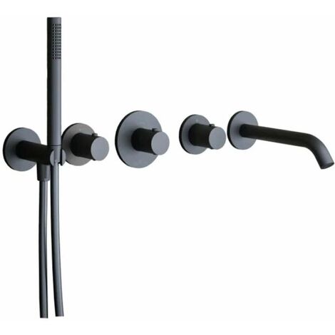 Paffoni Modular Box - Mitigeur thermostatique encastré, pour 2 sorties, noir mat MDE001NO (1/3)