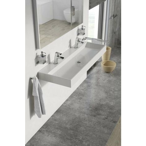Ravak Natural - Double-lavabo, 120x45 cm, sans trop-plein, trous pour robinet, blanc XJO01212000