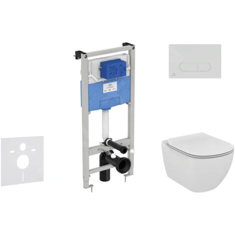 Ideal Standard ProSys - Ensemble pour WC suspendu, cuvette et abattant Tesi, Plaque de déclenchement Oleas M1, blanc ProSys120M SP16 (1/5)